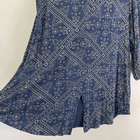 Lucky Brand Womens Plus 3X Tunic Top 3/4 Sleeve V Neck Shirt Boho - Picture 11 of 11